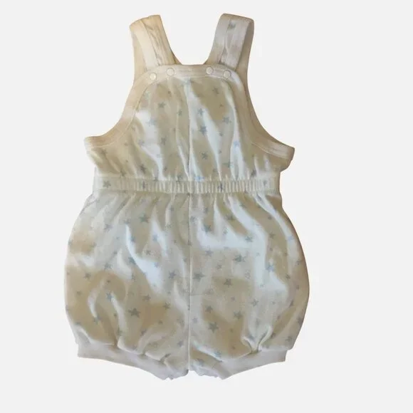 BABY DIOR Vintage Baby Romper 24M White Blue Star Overalls USA 27–30 lbs VBC - Picture 2 of 5